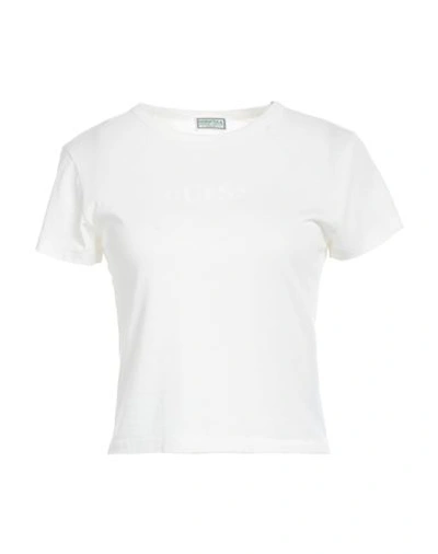 Guess Woman T-shirt White Size L Cotton, Polyester