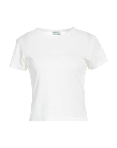 Guess Woman T-shirt White Size L Cotton, Polyester In White