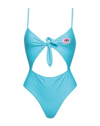 Chiara Ferragni Woman One-piece Swimsuit Azure Size 8 Polyamide, Elastane In Blue