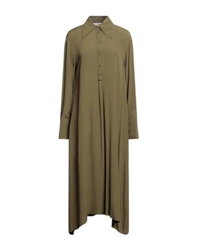 Jucca Woman Midi Dress Military Green Size 4 Acetate, Silk