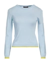 Aragona Woman Sweater Sky Blue Size 8 Merino Wool