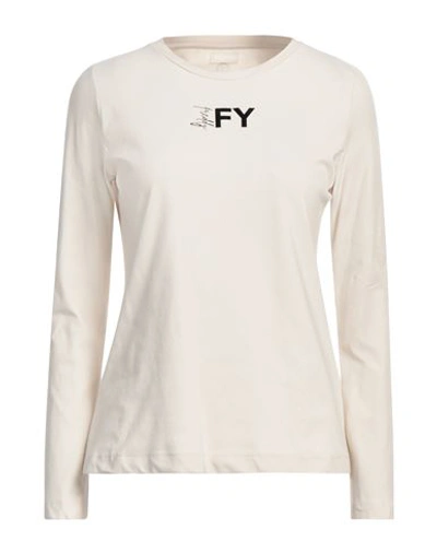 Freddy Woman T-shirt Cream Size L Cotton, Elastane In White