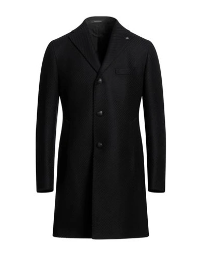 Tagliatore Man Coat Steel Grey Size 44 Virgin Wool, Cashmere In Black