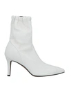 Elena Del Chio Woman Ankle Boots Ivory Size 10 Soft Leather In White