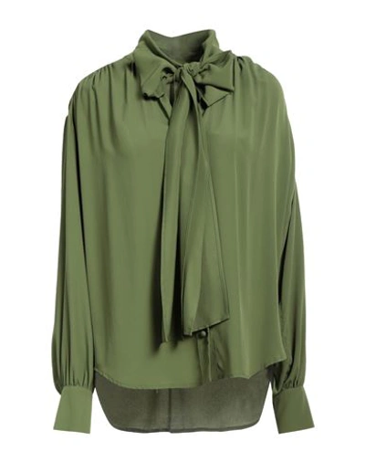 Meimeij Woman Shirt Green Size 6 Acetate, Silk