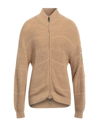 Alessandro Dell'acqua Man Cardigan Camel Size L Acrylic, Viscose, Wool, Alpaca Wool In Beige