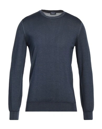 Drumohr Man Sweater Midnight Blue Size 38 Wool, Silk, Cashmere