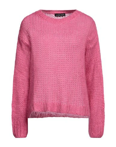 Vanessa Scott Woman Sweater Fuchsia Size Onesize Acrylic, Polyamide, Mohair Wool In Pink