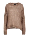 Vanessa Scott Woman Sweater Camel Size Onesize Acrylic, Polyamide, Mohair Wool In Beige