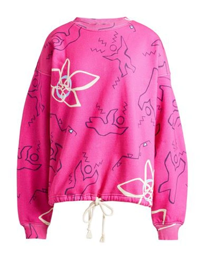 Isabel Marant Muza Oversized Printed Cotton-blend Fleece Sweatshirt In Fuchsiafarben