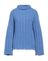 Tessa . Woman Turtleneck Azure Size M Mohair Wool, Wool, Polyester In Blue