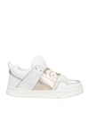 VALENTINO GARAVANI VALENTINO GARAVANI WOMAN SNEAKERS WHITE SIZE 7.5 SOFT LEATHER, TEXTILE FIBERS