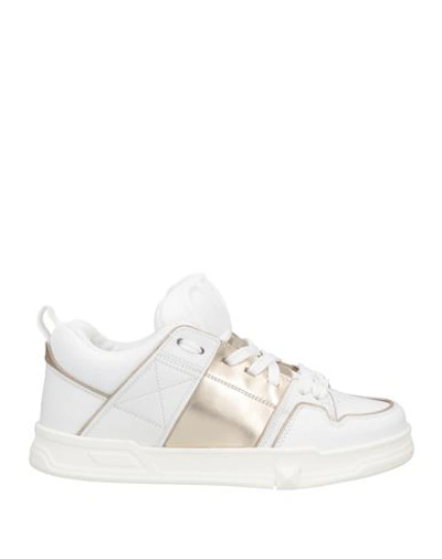 VALENTINO GARAVANI VALENTINO GARAVANI WOMAN SNEAKERS WHITE SIZE 7 SOFT LEATHER, TEXTILE FIBERS