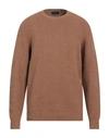 Roberto Collina Man Sweater Camel Size 44 Cotton, Nylon, Elastane In Brown