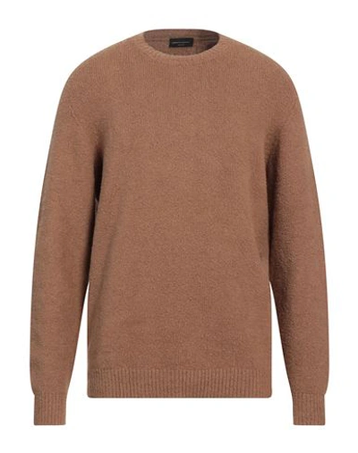 Roberto Collina Man Sweater Camel Size 44 Cotton, Nylon, Elastane In Beige