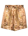 PHILIPP PLEIN PHILIPP PLEIN WOMAN SHORTS & BERMUDA SHORTS APRICOT SIZE XXL VISCOSE, SILK