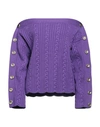 Federico Cina Woman Sweater Purple Size L Merino Wool In Purple