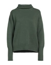 Aragona Woman Turtleneck Military Green Size 8 Wool, Cashmere