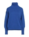 Aragona Woman Turtleneck Bright Blue Size 6 Wool, Cashmere