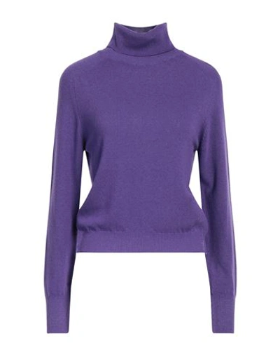 Suoli Woman Turtleneck Purple Size 6 Cashmere, Wool