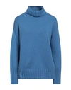 Aragona Woman Turtleneck Bright Blue Size 12 Cashmere