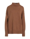 Aragona Woman Turtleneck Camel Size 8 Cashmere In Beige