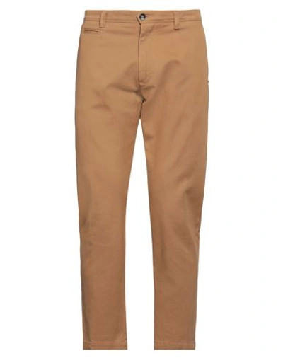 Officina 36 Man Pants Camel Size 36 Cotton, Elastane In Brown