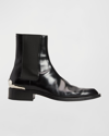 Jil Sander Abrasivato Leather Cap-heel Chelsea Booties In Black