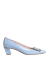 Roger Vivier Woman Pumps Light Blue Size 9 Soft Leather