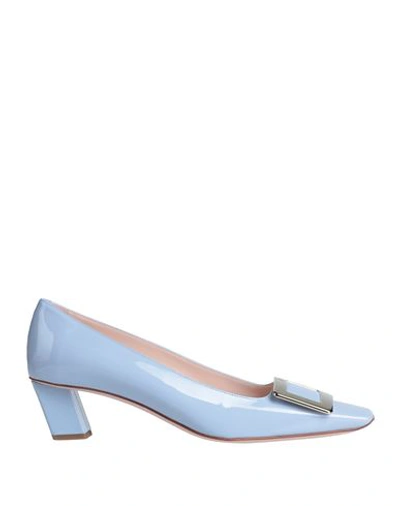 Roger Vivier Woman Pumps Light Blue Size 9 Soft Leather In Blue