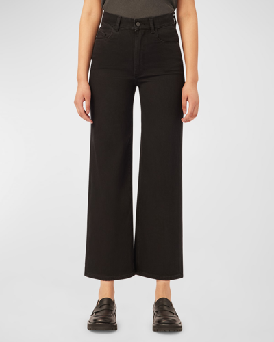 Dl1961 Hepburn Wide-leg Vintage Ankle Jeans In Black