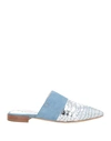 A.testoni Testoni Woman Mules & Clogs Pastel Blue Size 6.5 Leather In Blue