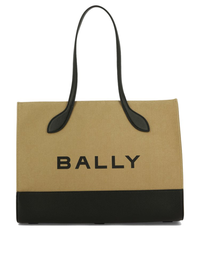 Bally Logo Printed Tote Bag In Beige