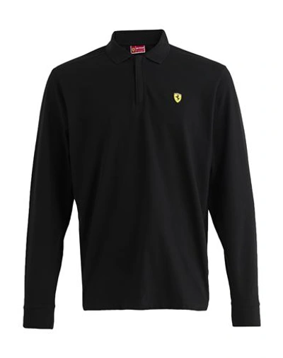 Scuderia Ferrari Ferrari Man Polo Shirt Black Size Xl Cotton, Elastane
