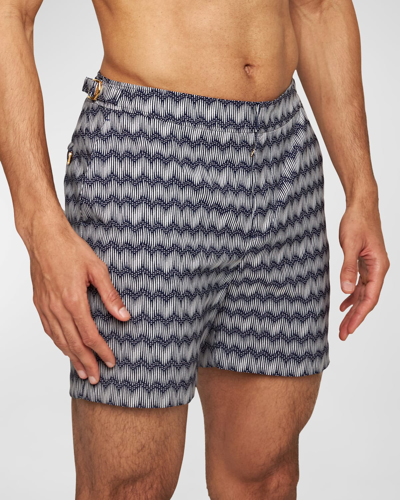 Orlebar Brown Bulldog Mid-length Swim Shorts In Night Iris/white