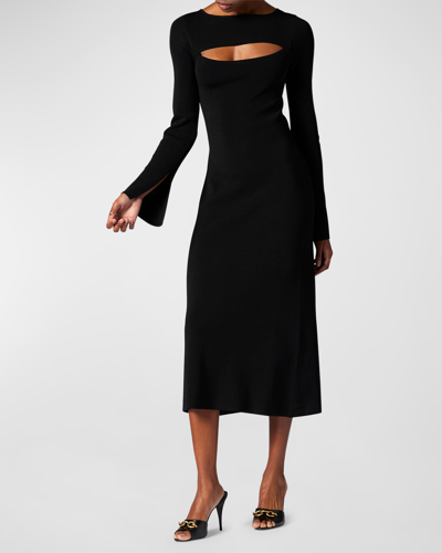 Equipment Emelienne Cutout Midi Dress In True Black