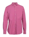 Guglielminotti Man Shirt Mauve Size 16 Cotton In Purple