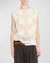 Dries Van Noten Men's Meddo Crochet-knit Sweater Vest In Ecru