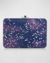 JUDITH LEIBER SLIM SLIDE GALAXY CLUTCH WITH REMOVABLE SHOULDER CHAIN
