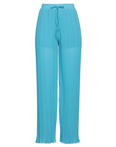 Vicolo Woman Pants Azure Size M Polyester In Blue