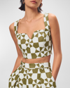Mara Hoffman Jini Printed Organic Cotton Cropped Top In Olive Crm