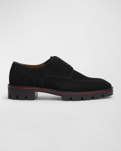 Christian Louboutin Men's Davisol Lug Sole Derby Shoes In Black