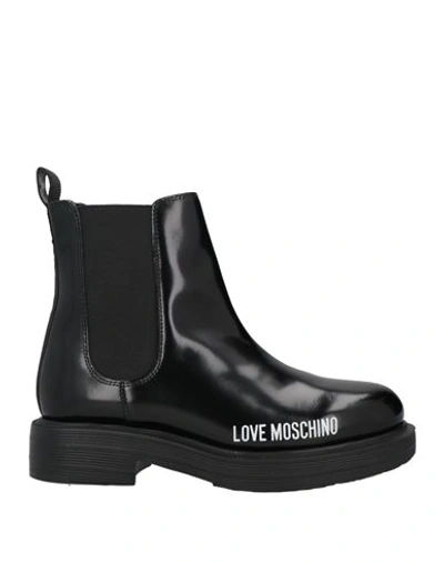 Love Moschino Woman Ankle Boots Black Size 11 Soft Leather In Black