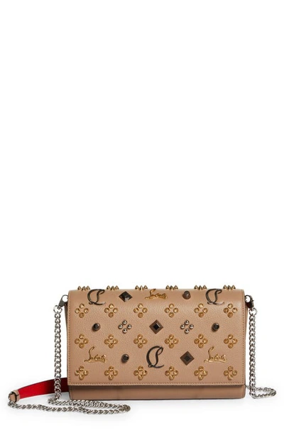 Christian Louboutin Paloma Fold-over Embellished Clutch Bag In Roca