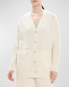 Theory Boxy Cardigan In Ivory