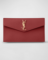 Saint Laurent Uptown Medium Ysl Monogram Grain De Poudre Pouch Bag In Dark Red