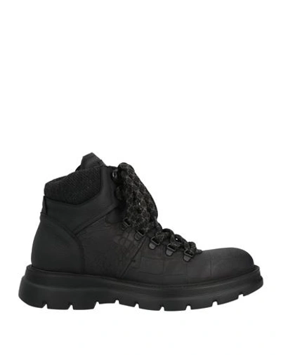 Giovanni Conti Man Ankle Boots Black Size 9 Soft Leather, Textile Fibers