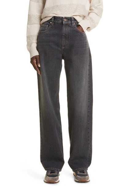 Brunello Cucinelli Straight-leg Cropped Jeans In Grey Denim