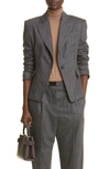 Brunello Cucinelli Pinstripe Wool-blend Single-breasted Blazer In C001 Grey