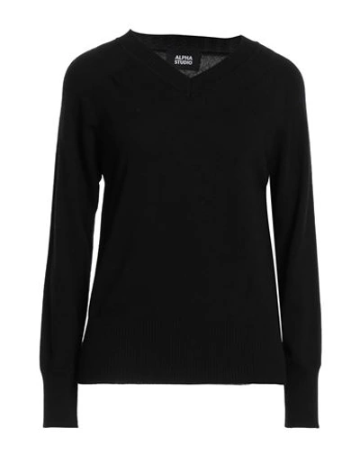 Alpha Studio Woman Sweater Black Size 12 Recycled Wool, Viscose, Polyamide, Cashmere
